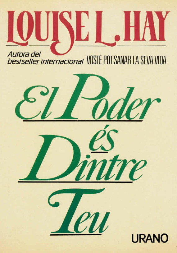 LLibre. El Poder és Dintre Teu. Louise L. Hay. Urano. Librería Iniciatica.